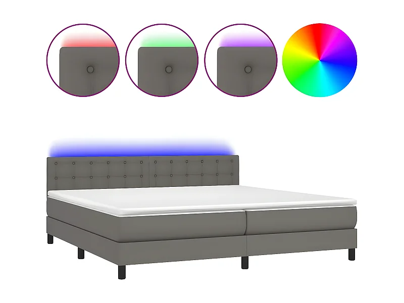Sommier à lattes de lit avec matelas et LED Gris 200x200