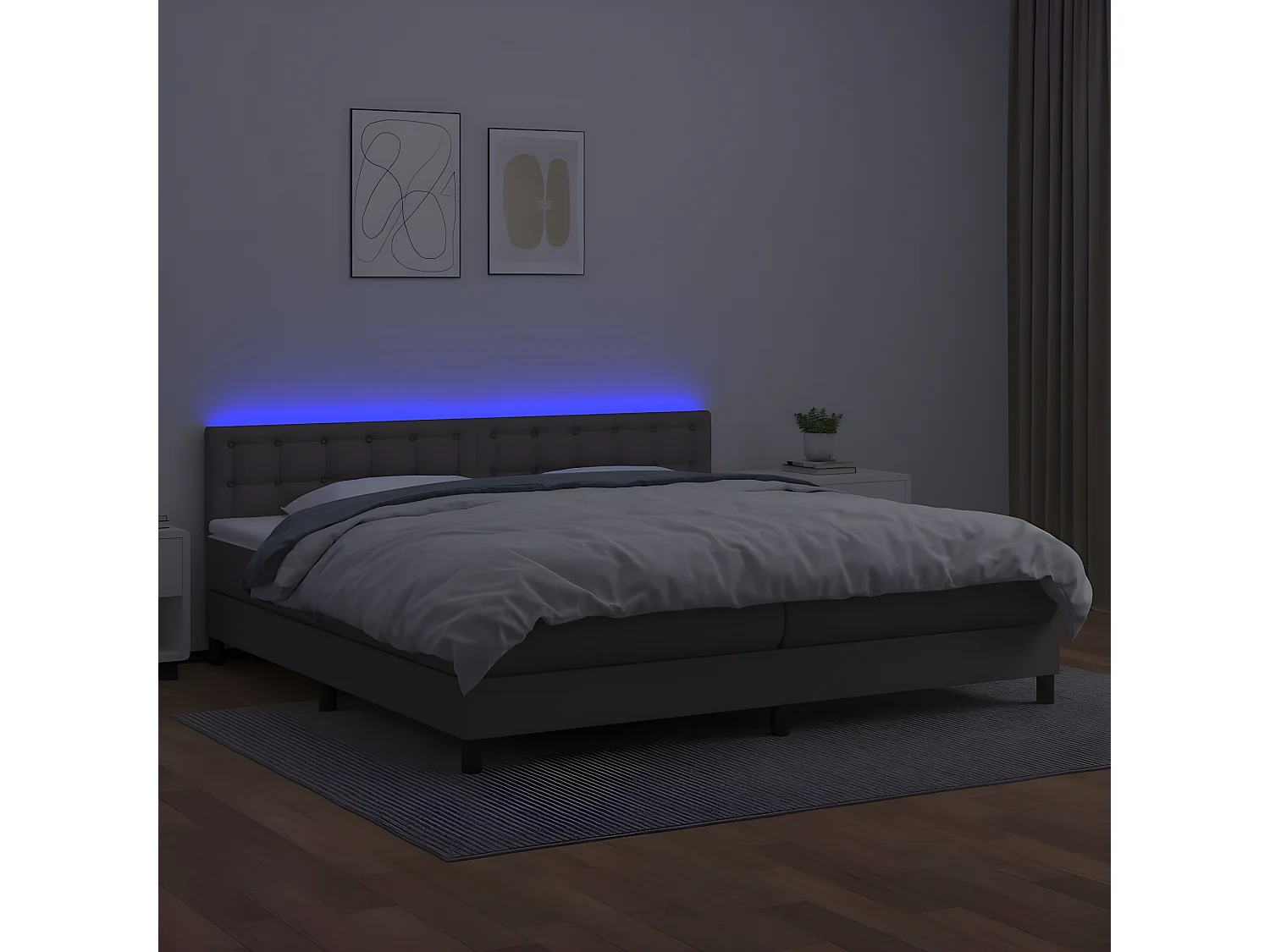 Sommier à lattes de lit avec matelas et LED Gris 200x200