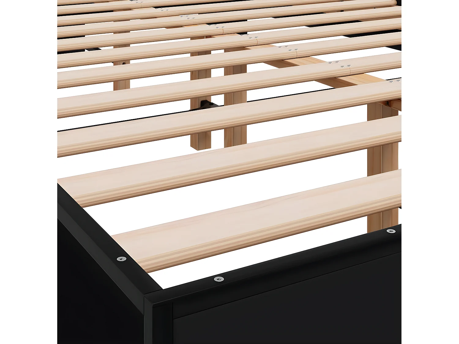 Cadre de lit noir 140x200 bois d'ingénierie et métal