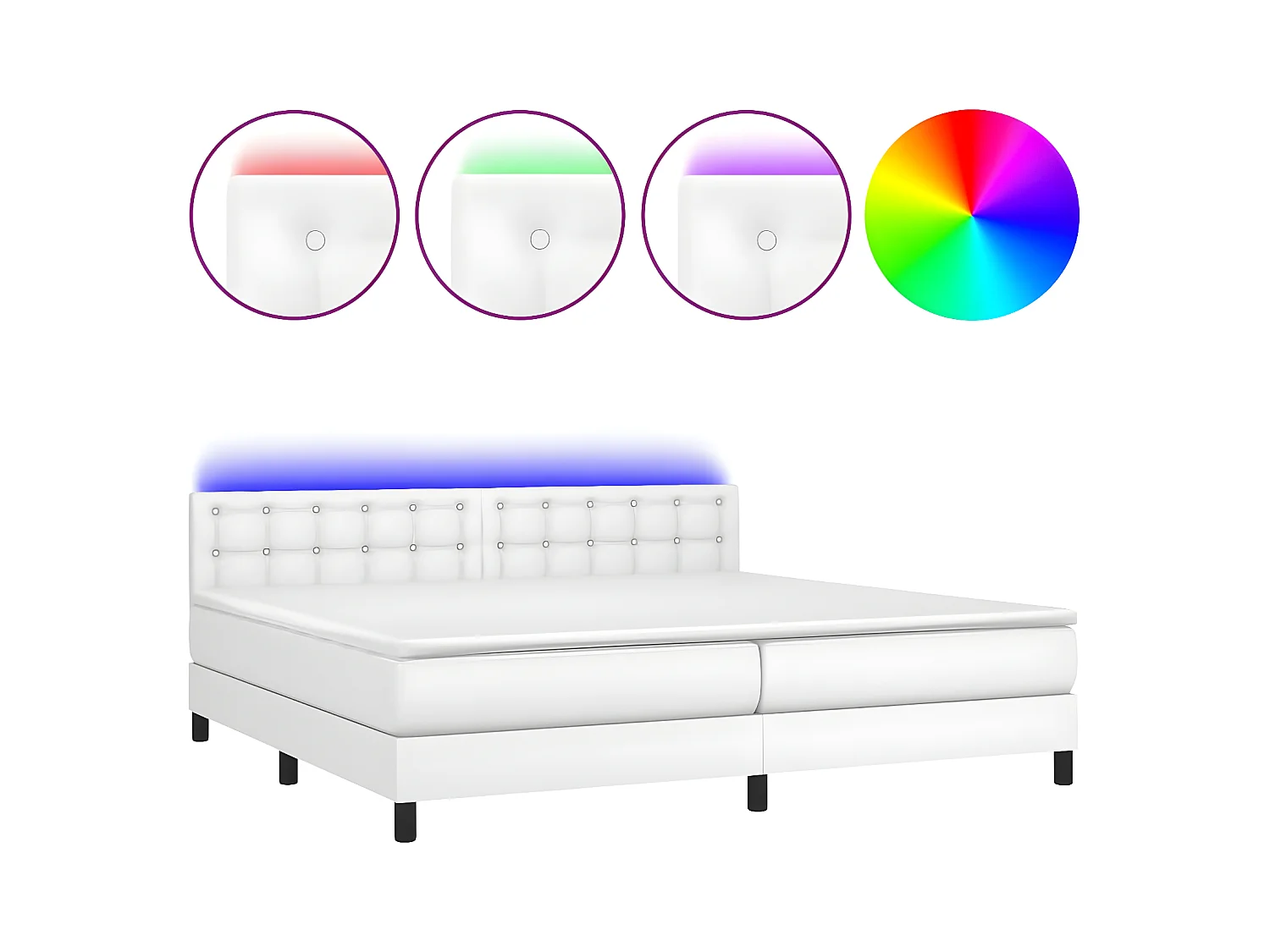 Sommier à lattes de lit avec matelas et LED Blanc 200x200