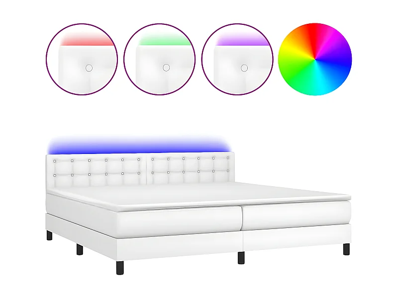 Sommier à lattes de lit avec matelas et LED Blanc 200x200