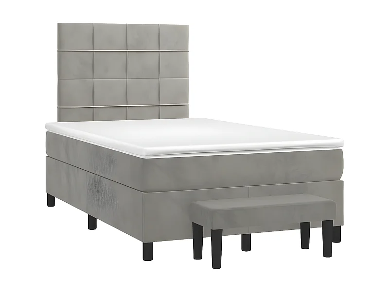 Sommier à lattes de lit et matelas Gris clair 120x200 Velours