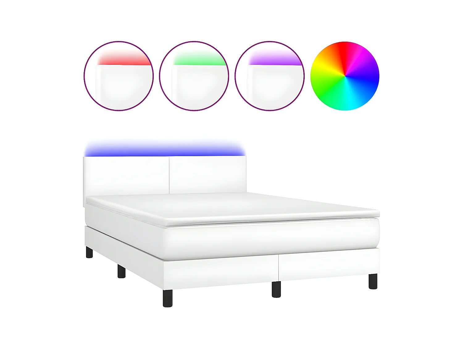 Sommier à lattes de lit avec matelas et LED Blanc 140x190