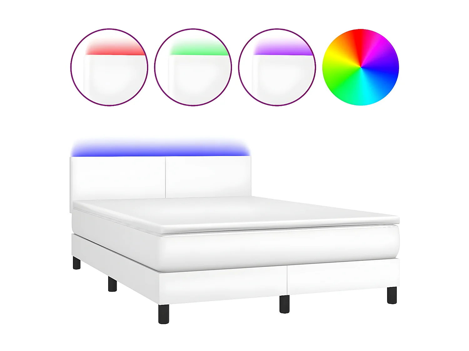 Sommier à lattes de lit avec matelas et LED Blanc 140x190
