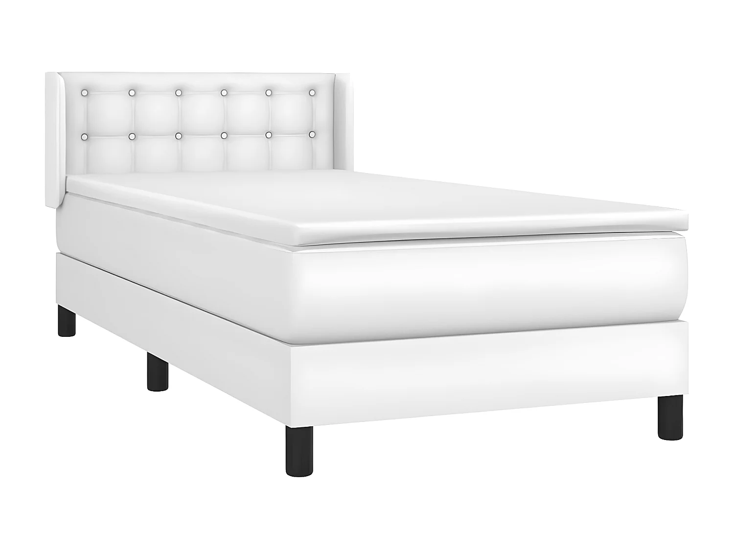 Sommier à lattes de lit avec matelas Blanc 90x190 Similicuir