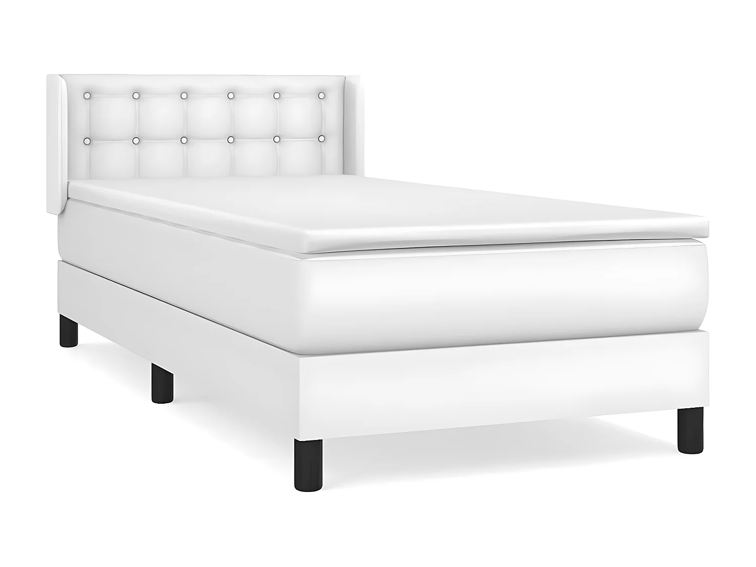 Sommier à lattes de lit avec matelas Blanc 90x190 Similicuir