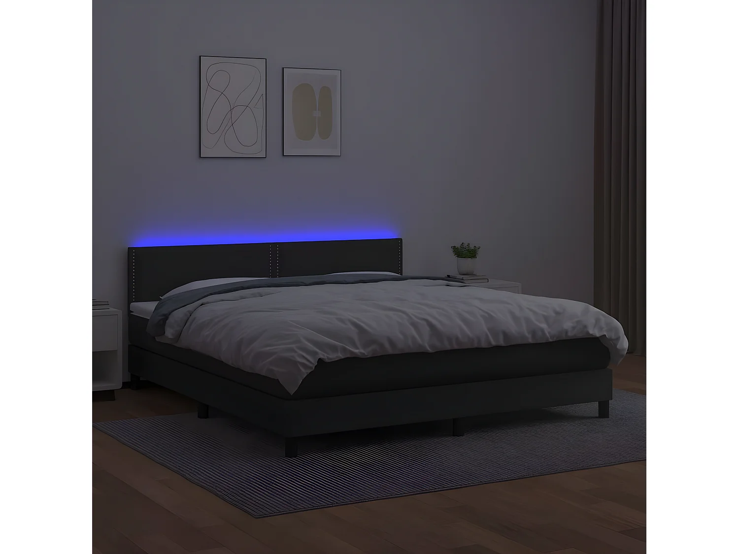 Sommier à lattes de lit avec matelas et LED Noir 180x200