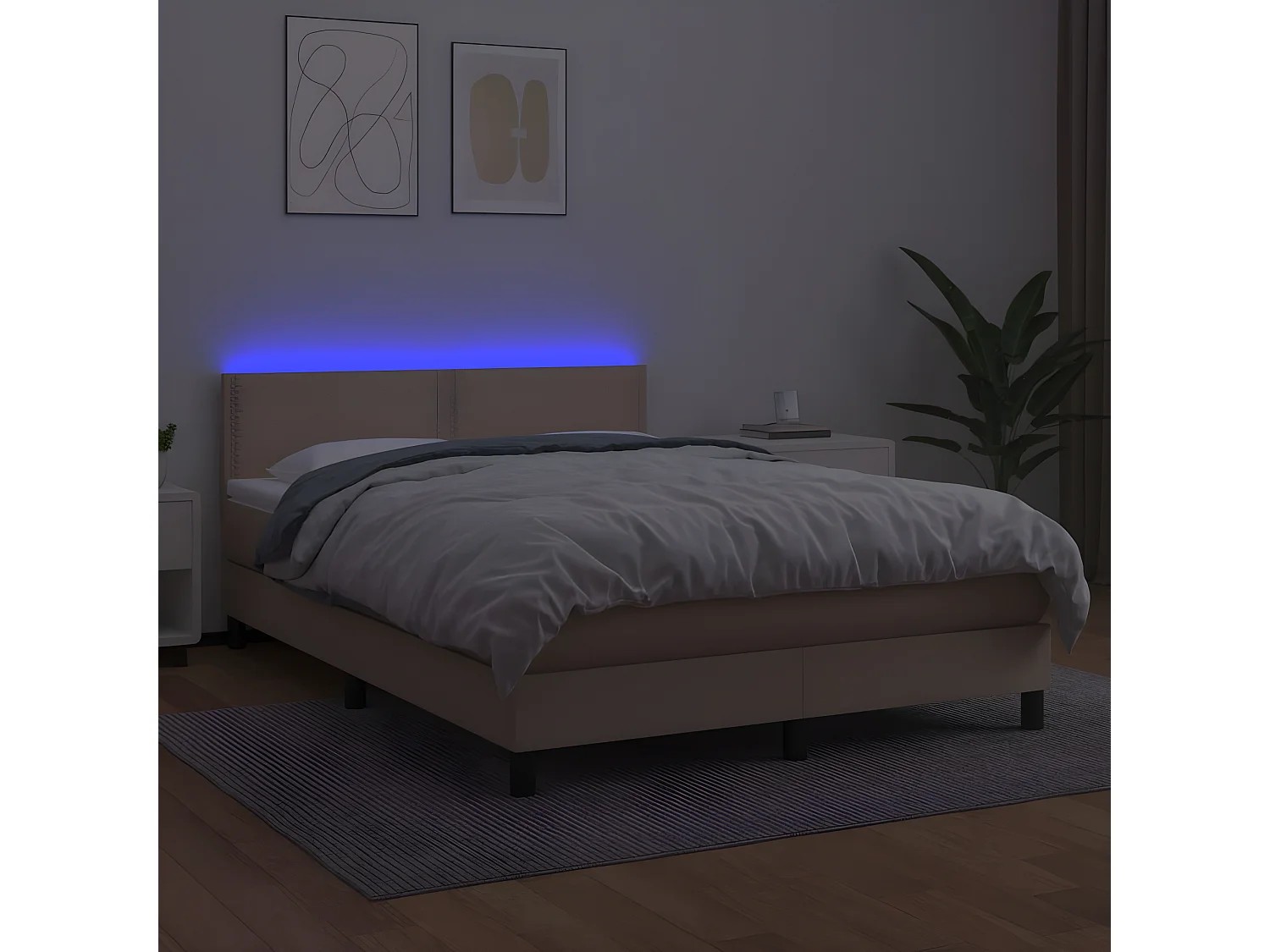 Sommier à lattes de lit avec matelas LED Cappuccino 140x190