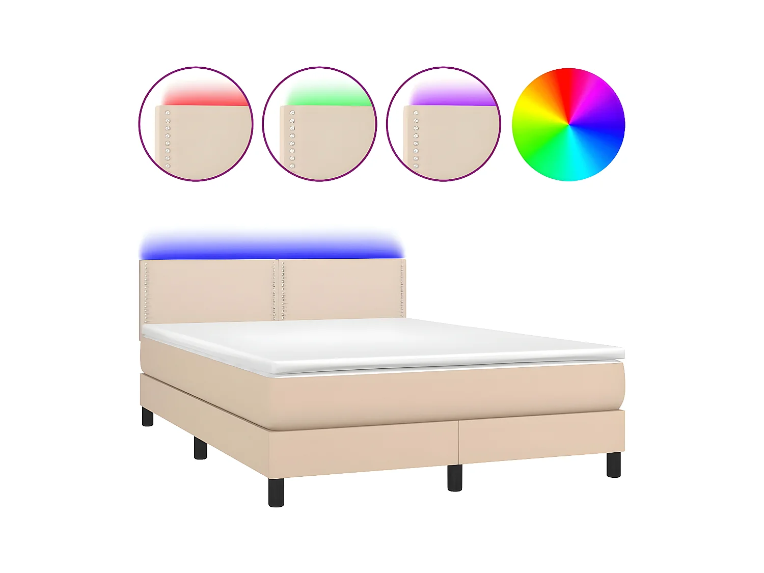 Sommier à lattes de lit avec matelas LED Cappuccino 140x190