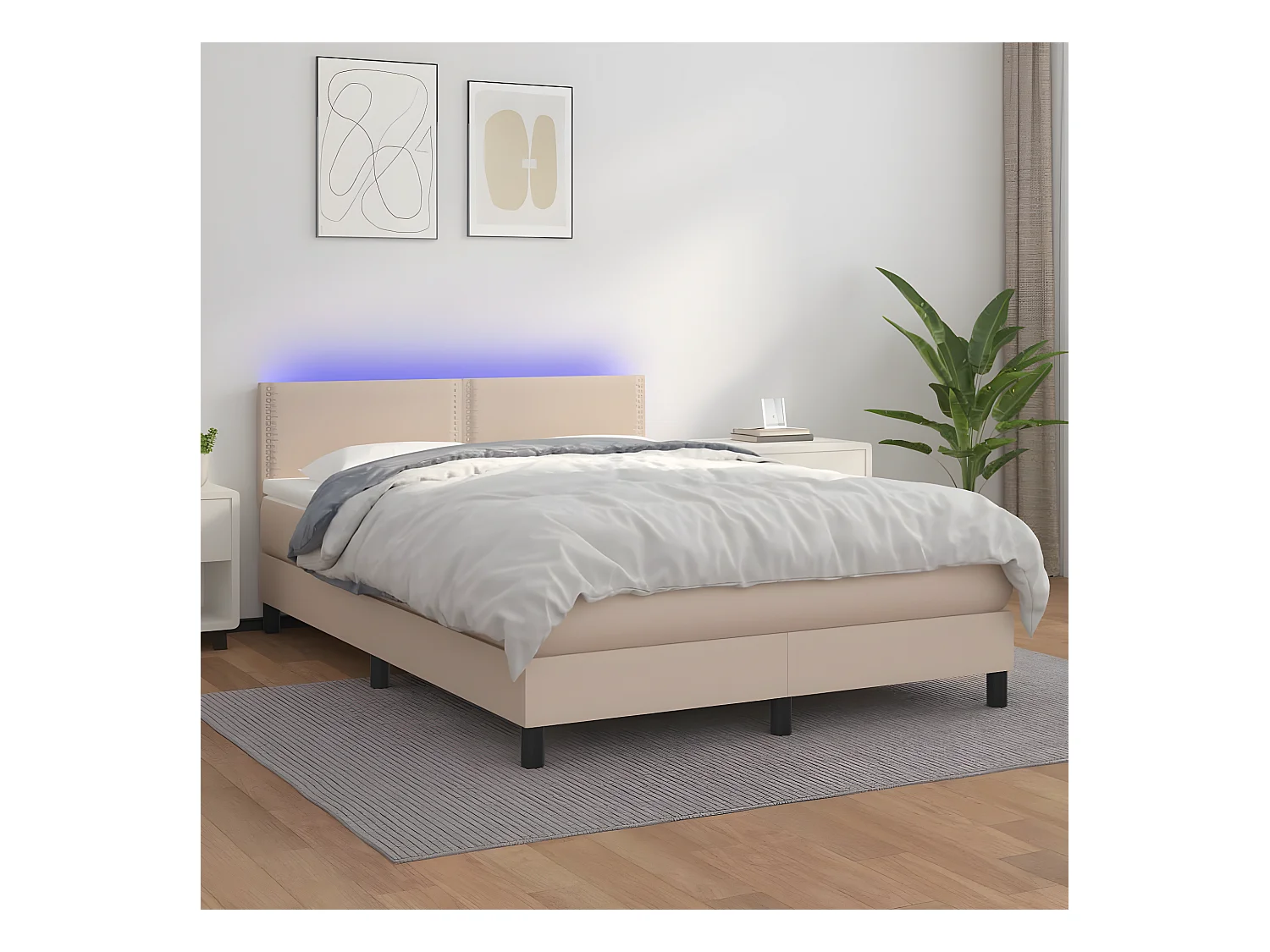 Sommier à lattes de lit avec matelas LED Cappuccino 140x190