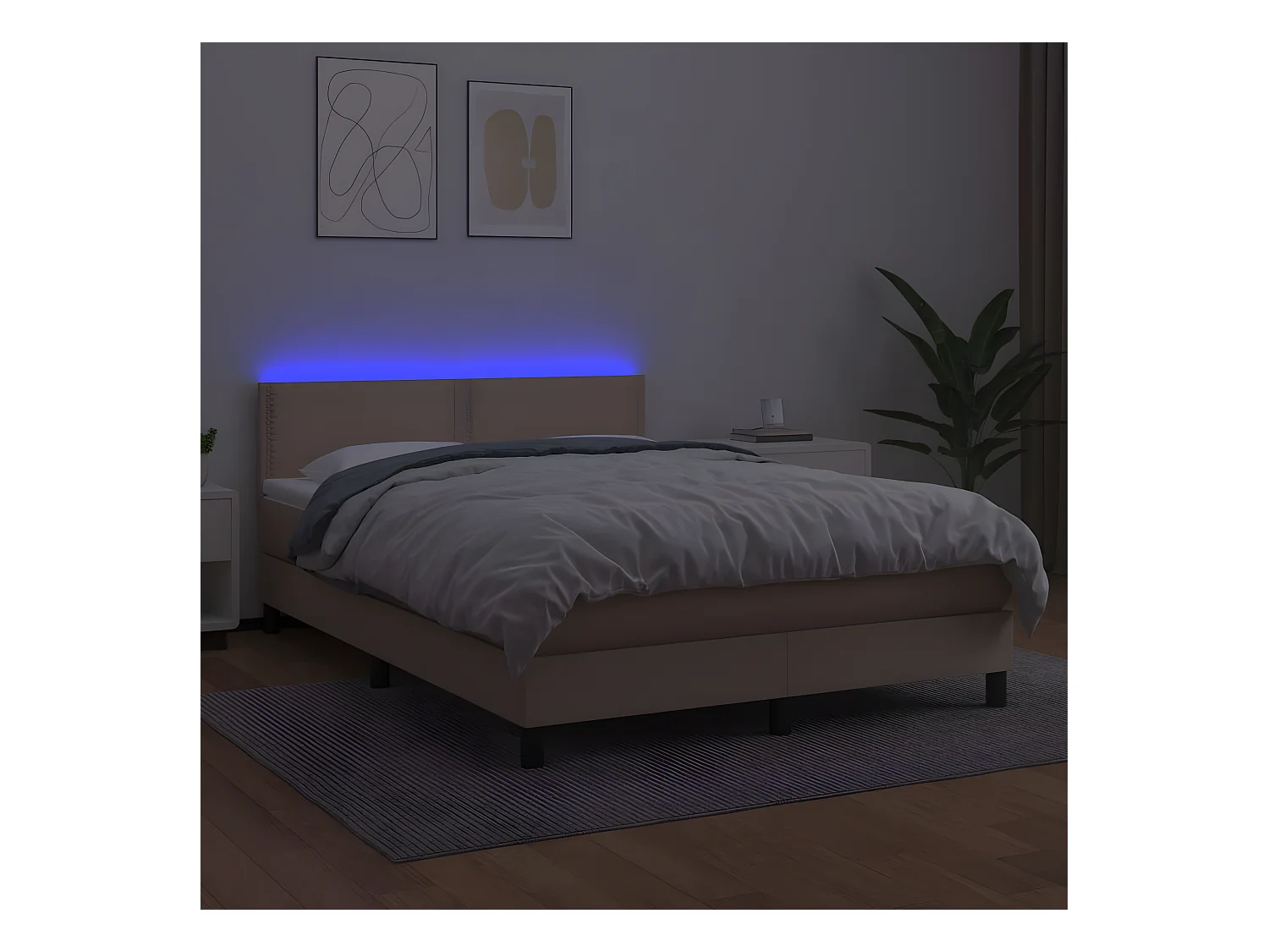 Sommier à lattes de lit avec matelas LED Cappuccino 140x190
