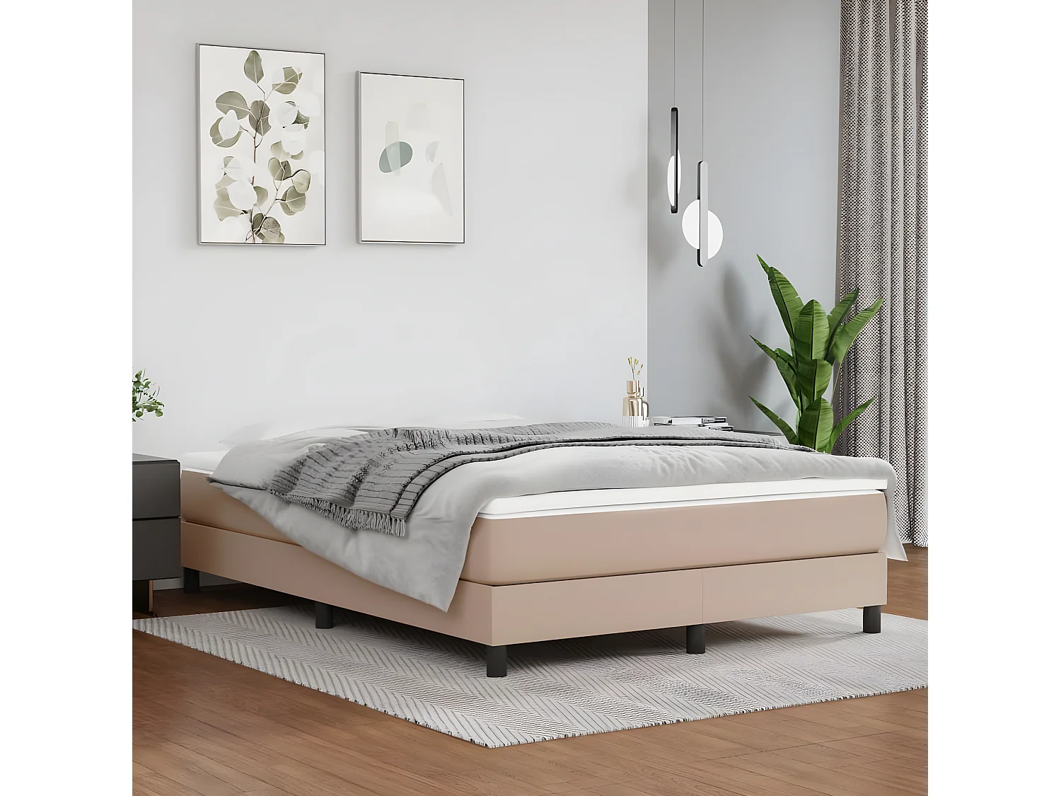 Sommier à lattes de lit avec matelas Cappuccino 140x190