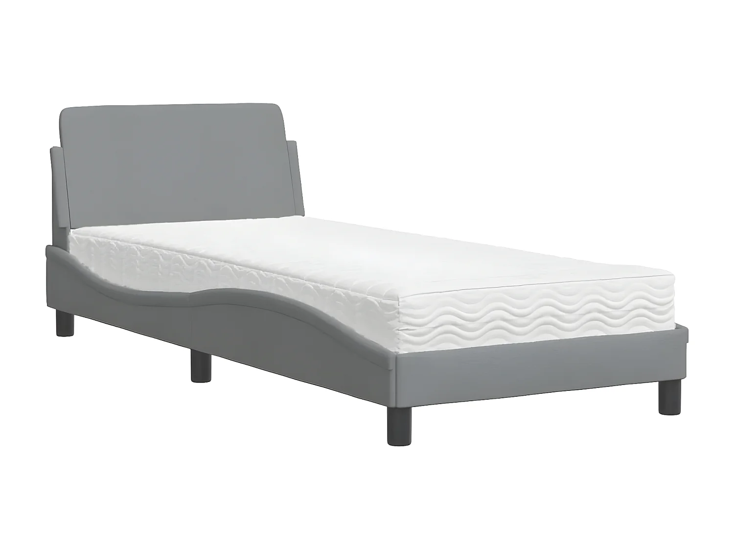 Lit avec matelas gris clair 80x200 tissu