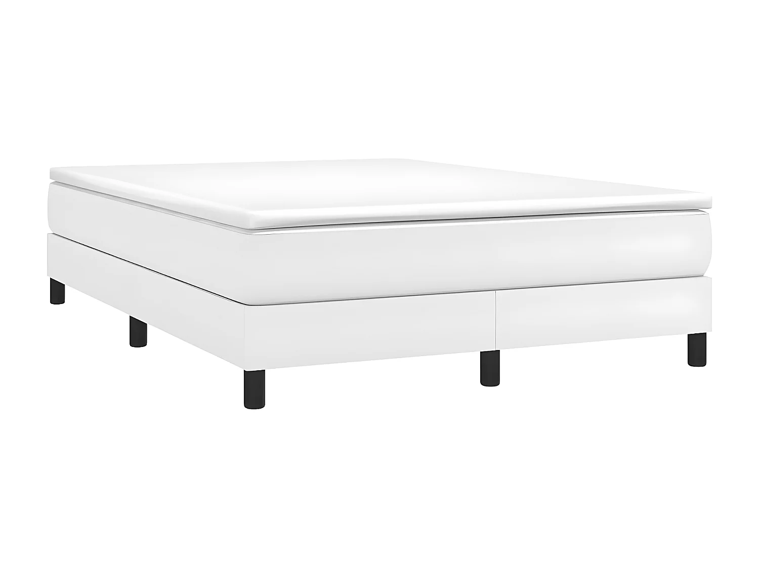 Sommier à lattes de lit avec matelas Blanc 140x200 Similicuir