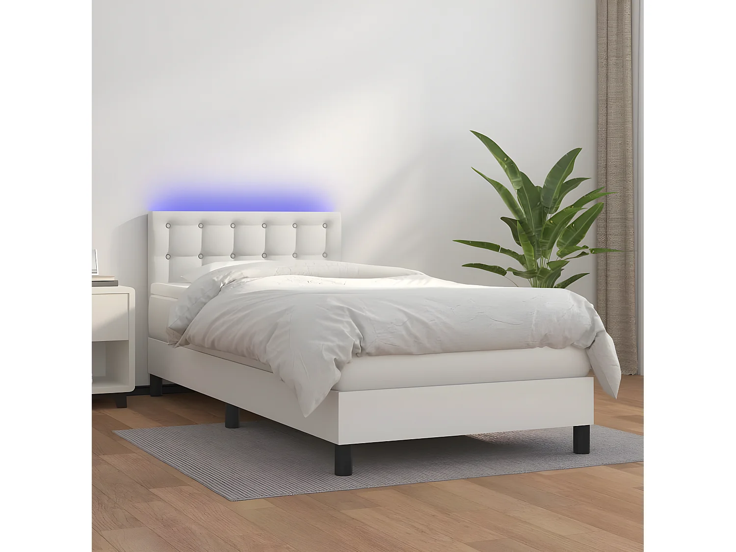 Sommier à lattes de lit avec matelas et LED Blanc 90x190