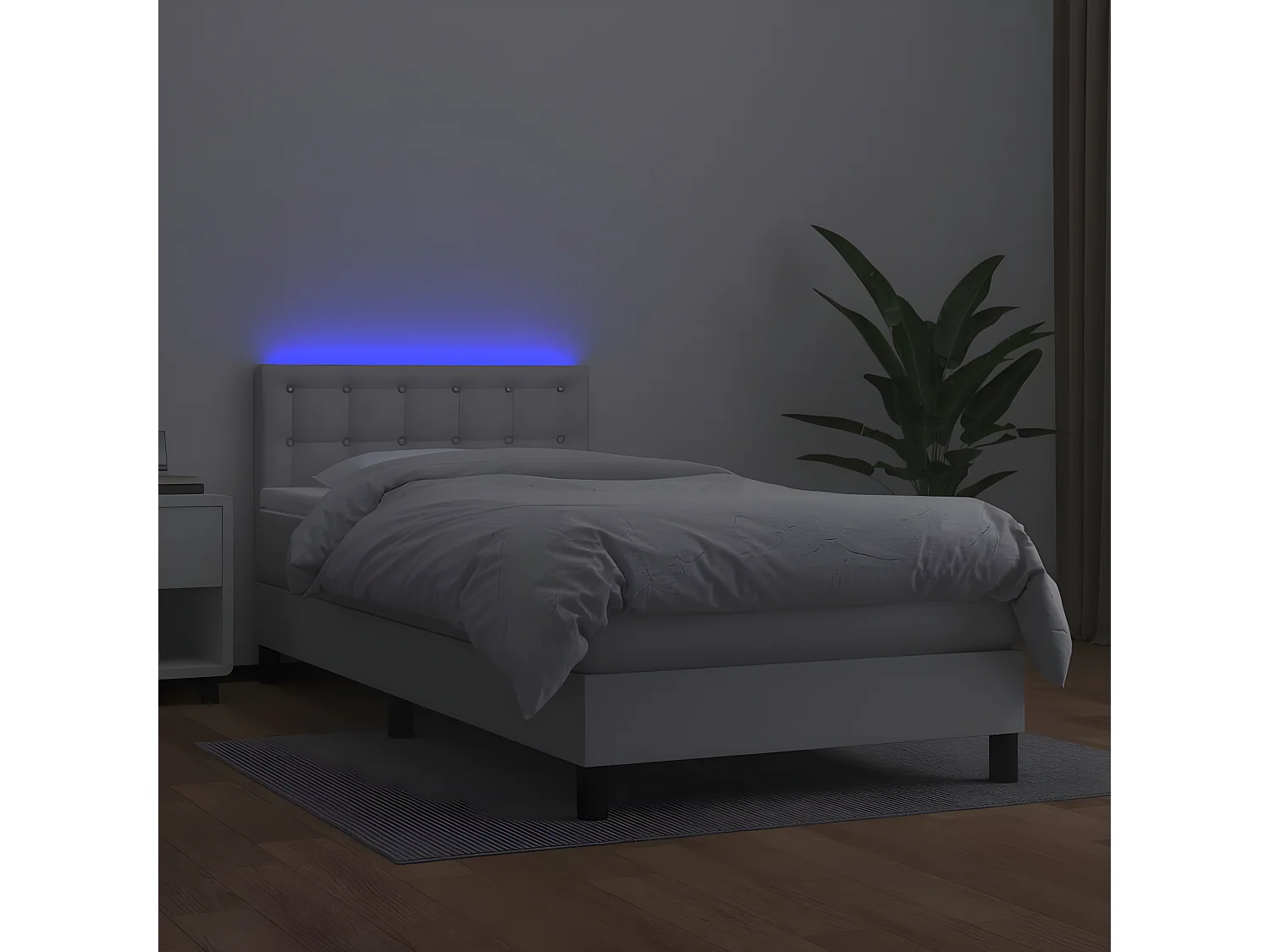 Sommier à lattes de lit avec matelas et LED Blanc 90x190