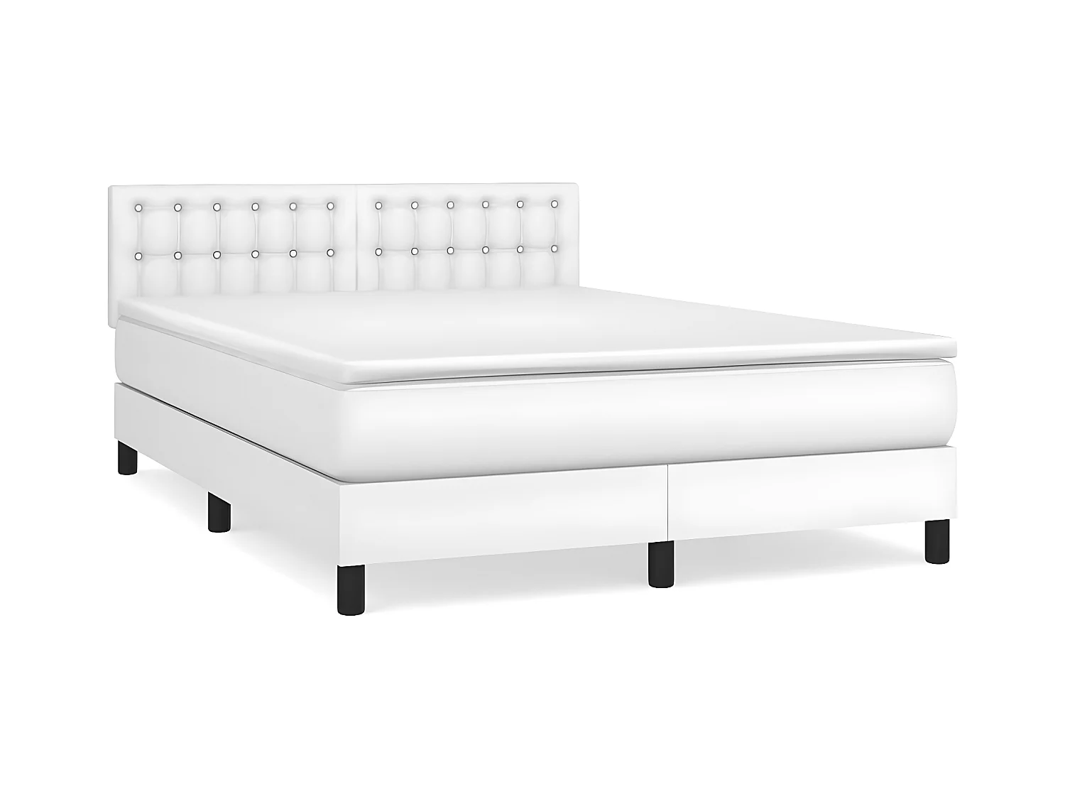 Sommier à lattes de lit avec matelas Blanc 140x190 Similicuir