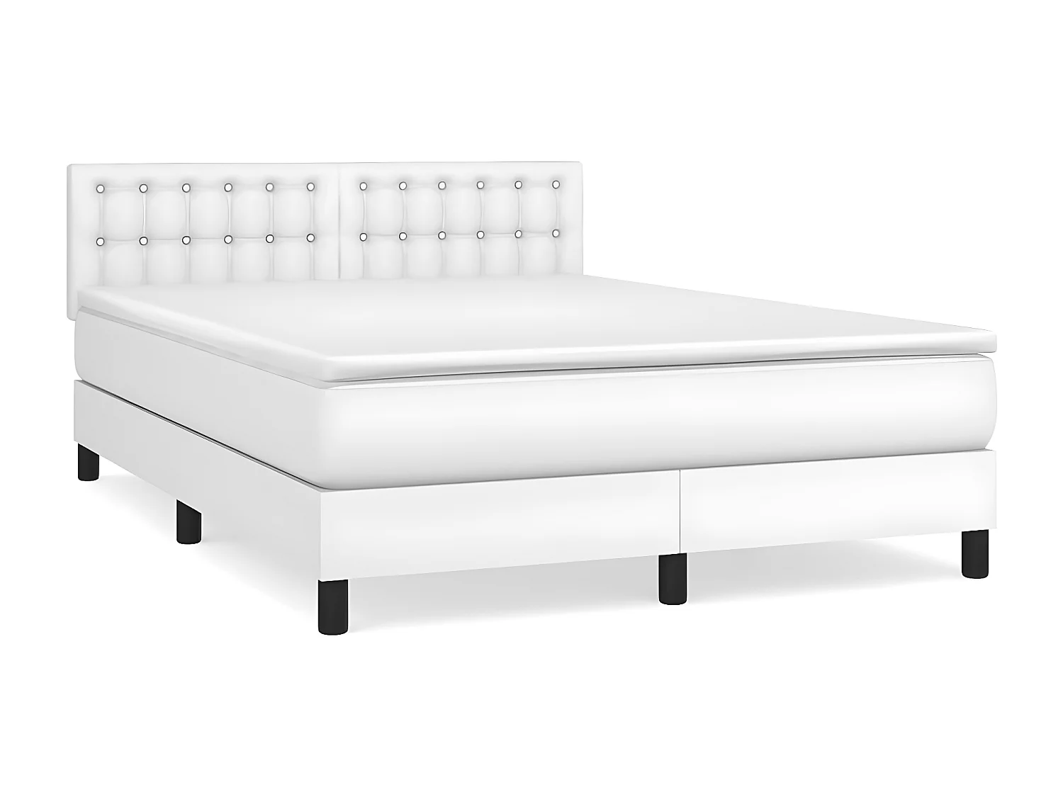 Sommier à lattes de lit avec matelas Blanc 140x190 Similicuir