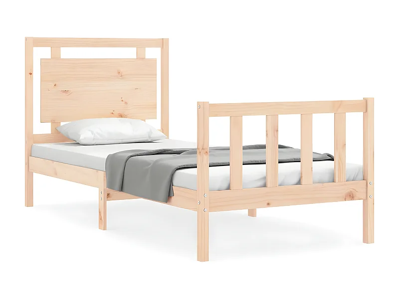 Cadre de lit et tête de lit 100x200 bois massif