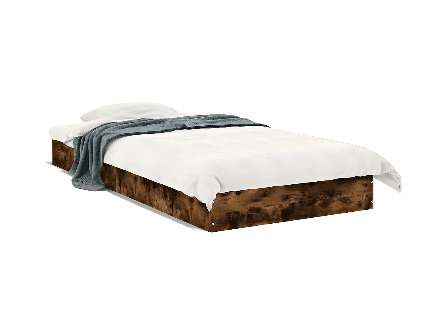 Cadre de lit chêne fumé 75x190 bois d'ingénierie