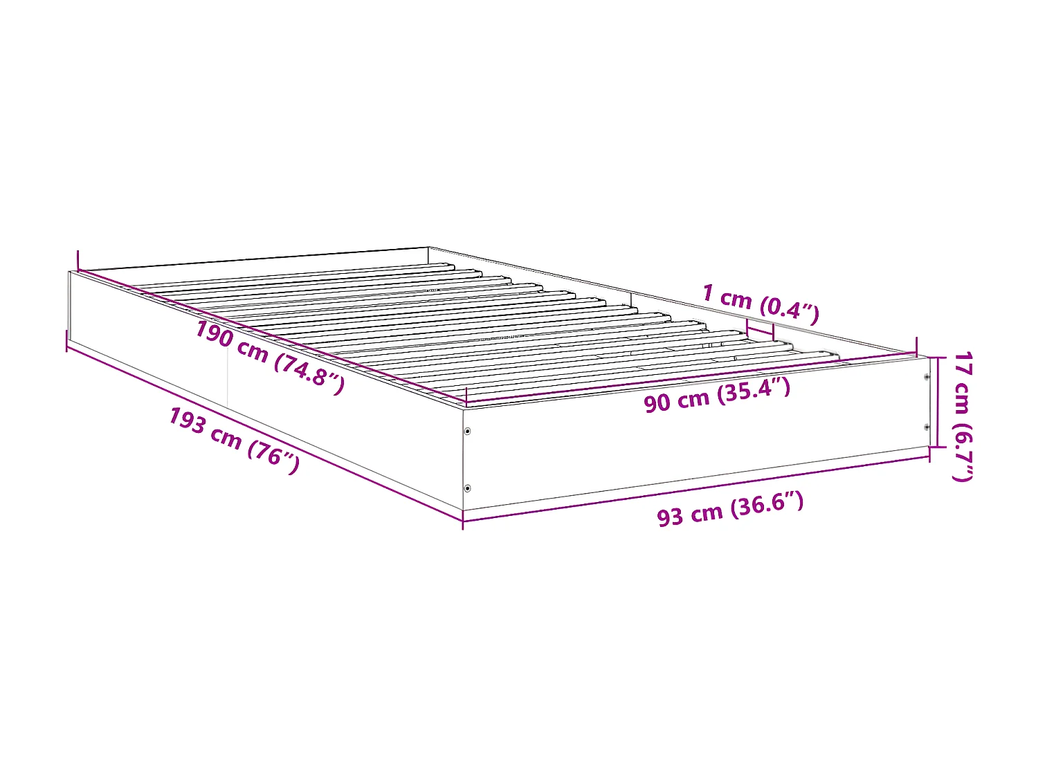 Cadre de lit sonoma gris 90x190 bois d'ingénierie