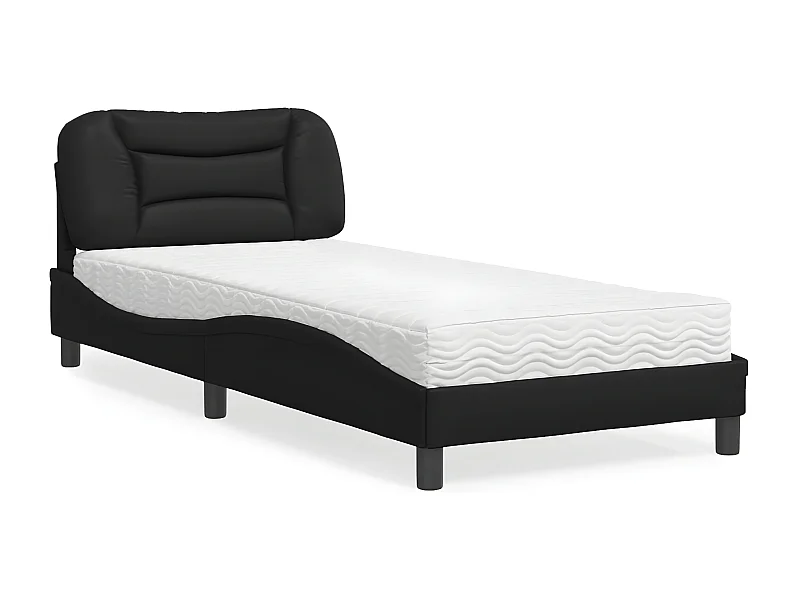 Lit avec matelas noir 80x200 similicuir