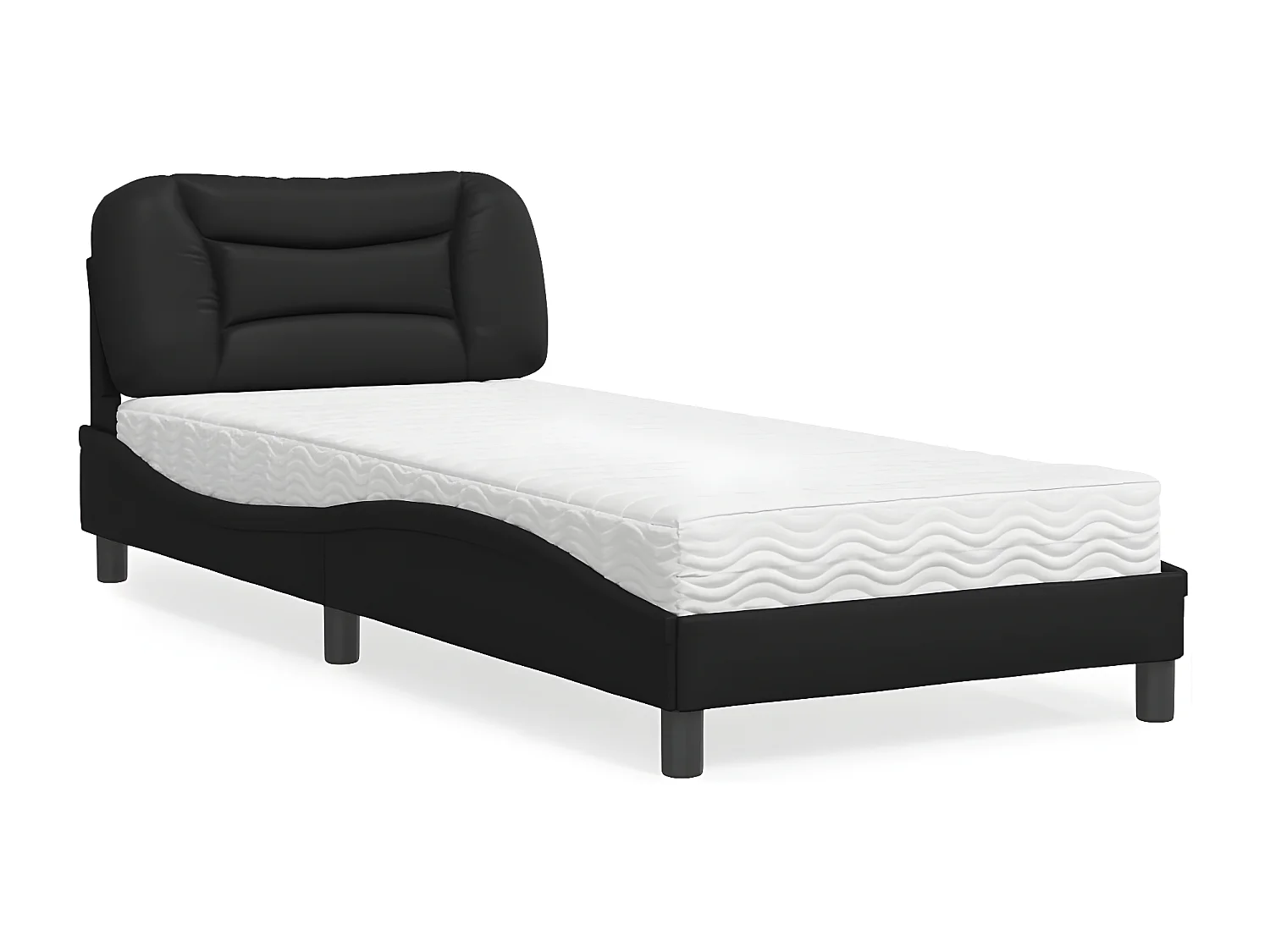 Lit avec matelas noir 80x200 similicuir