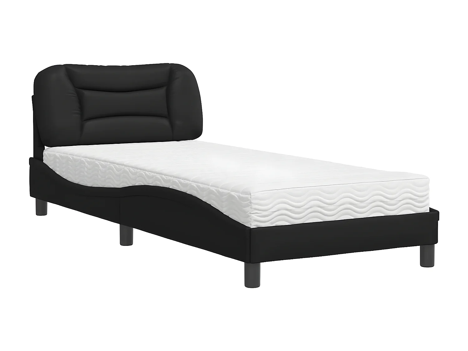 Lit avec matelas noir 80x200 similicuir