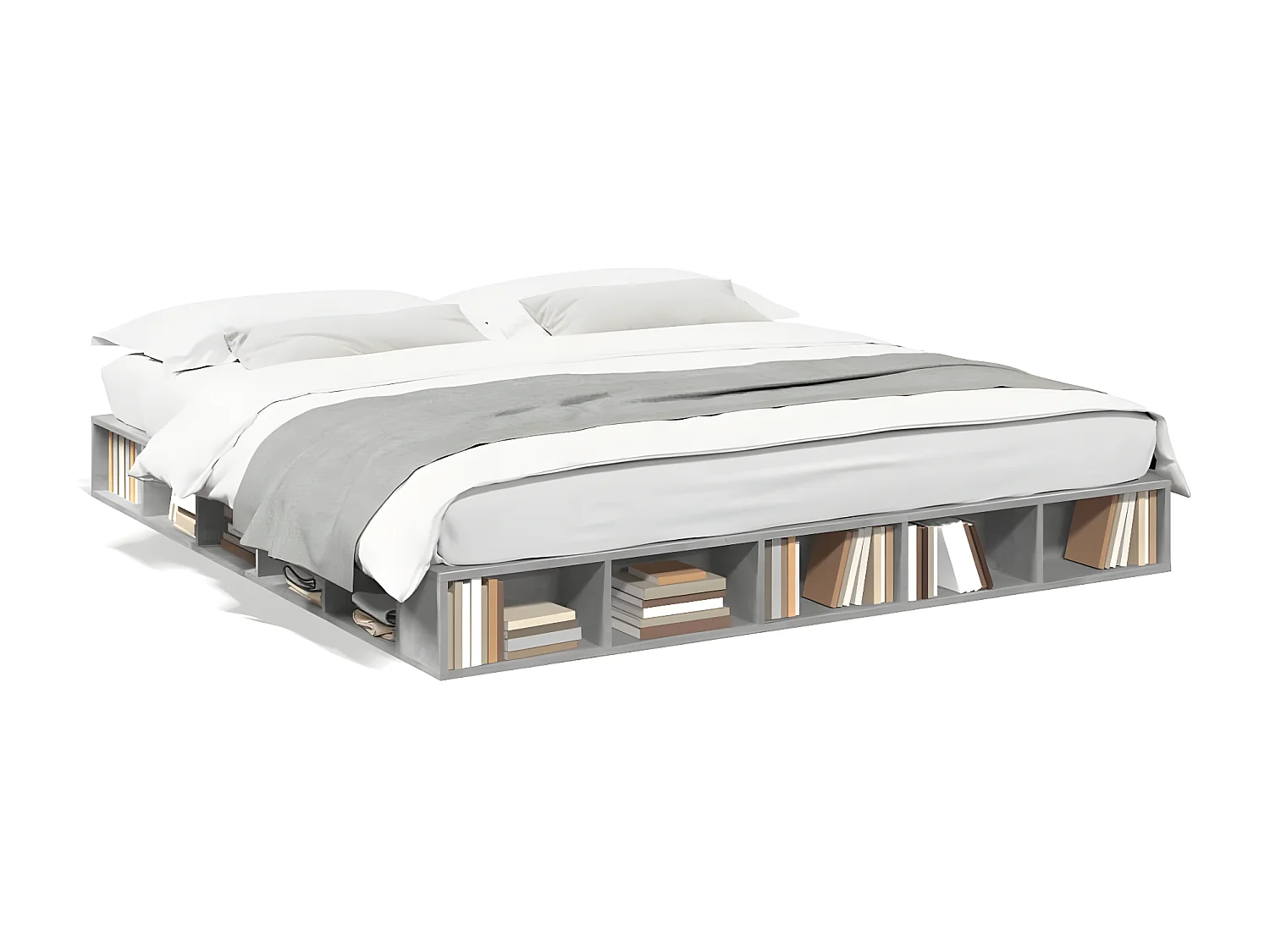 Bedframe bewerkt hout betongrijs 180x200 cm