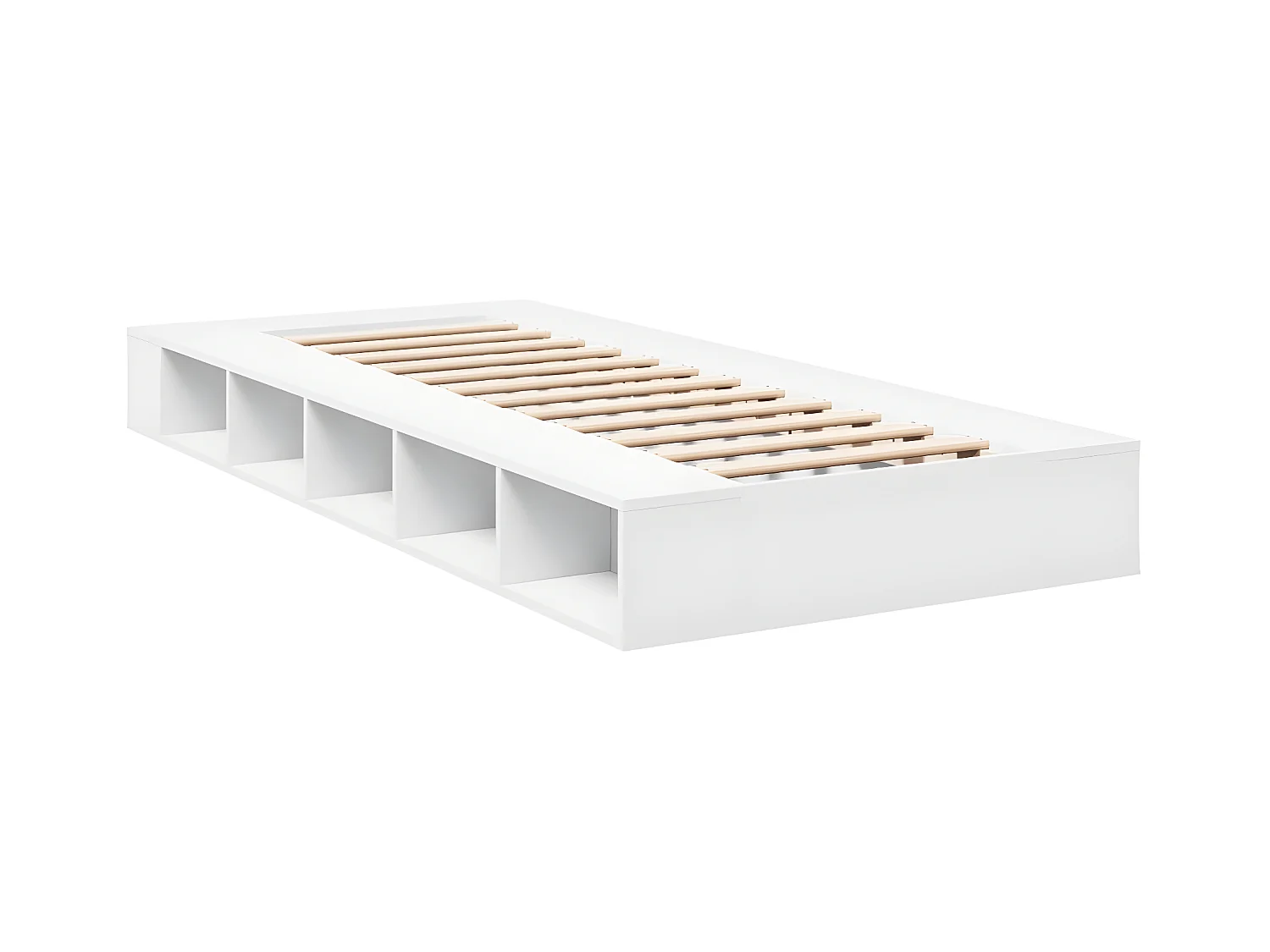 Bedframe bewerkt hout wit 75x190 cm