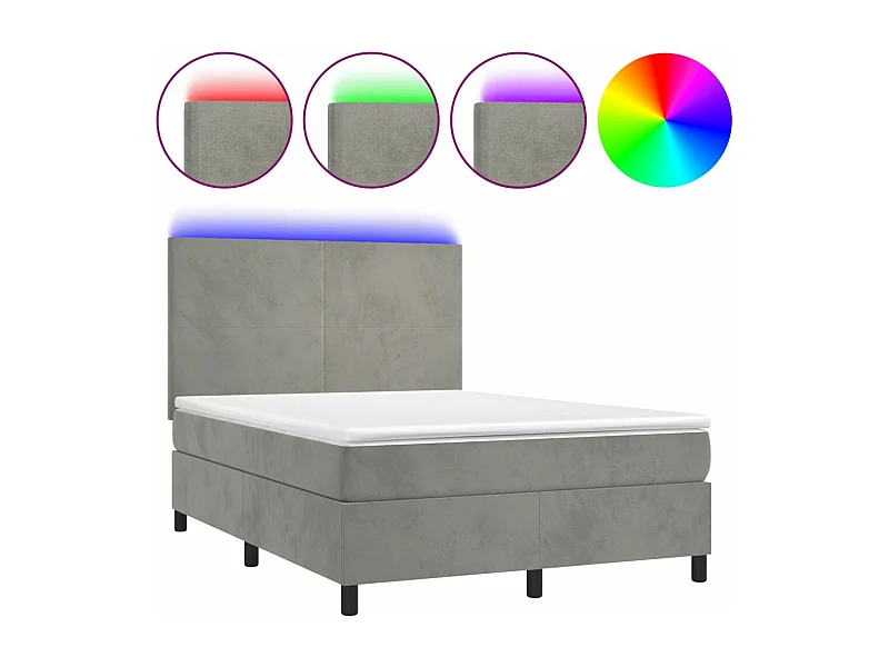 Sommier à lattes de lit avec matelas LED Gris clair 140x200