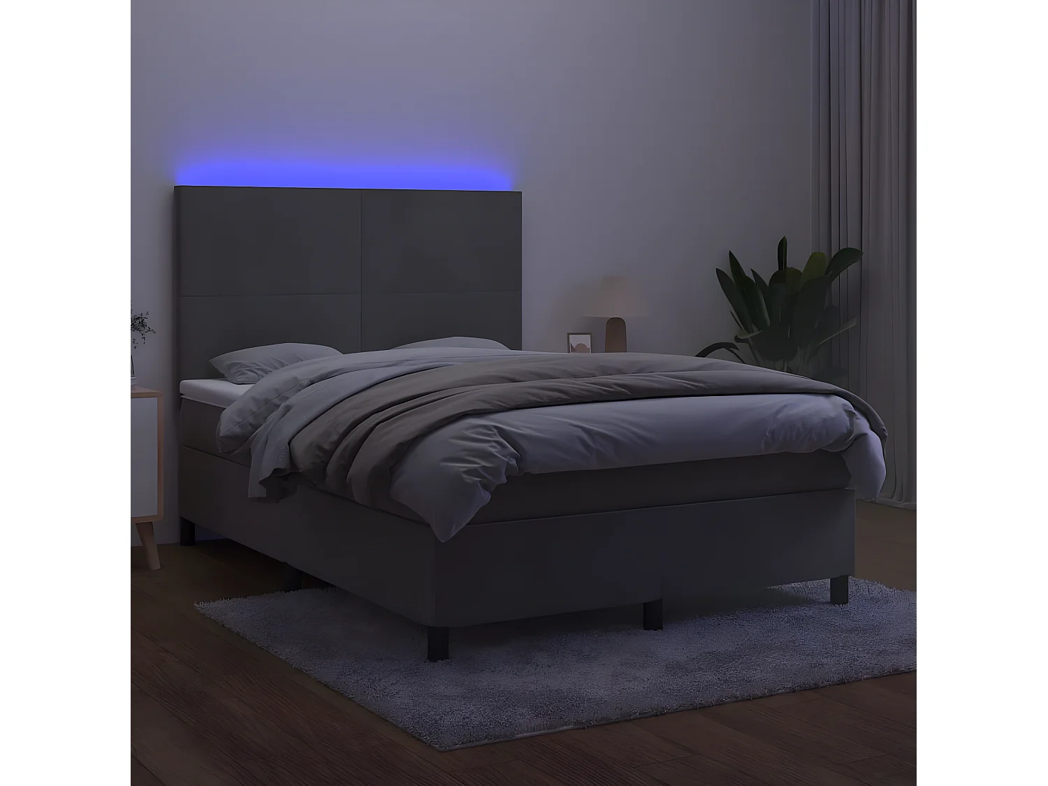 Sommier à lattes de lit avec matelas LED Gris clair 140x200