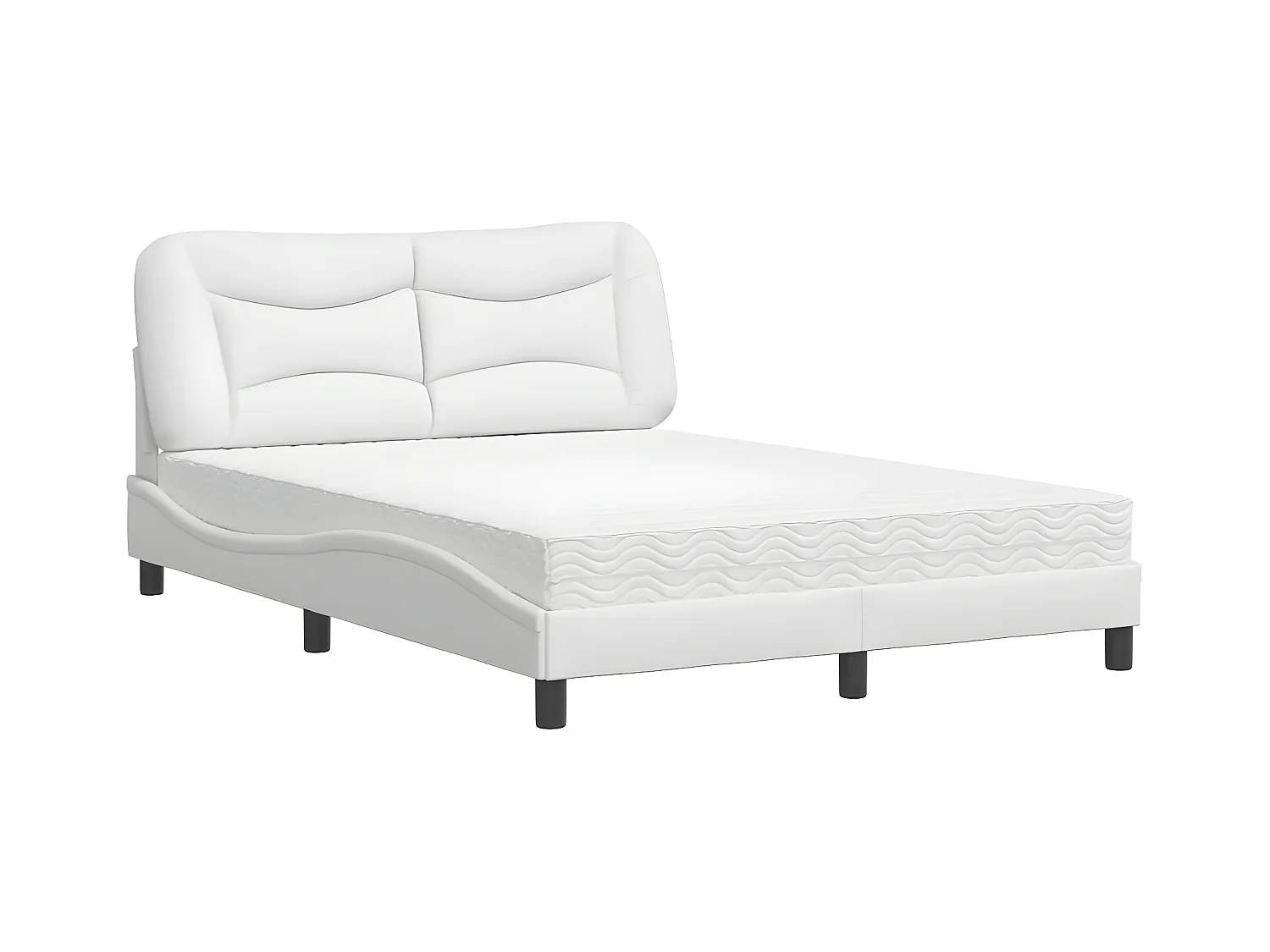 Lit avec matelas blanc 140x200 similicuir