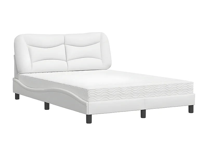 Lit avec matelas blanc 140x200 similicuir