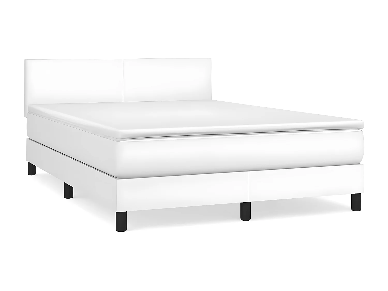 Sommier à lattes de lit avec matelas Blanc 140x200 Similicuir