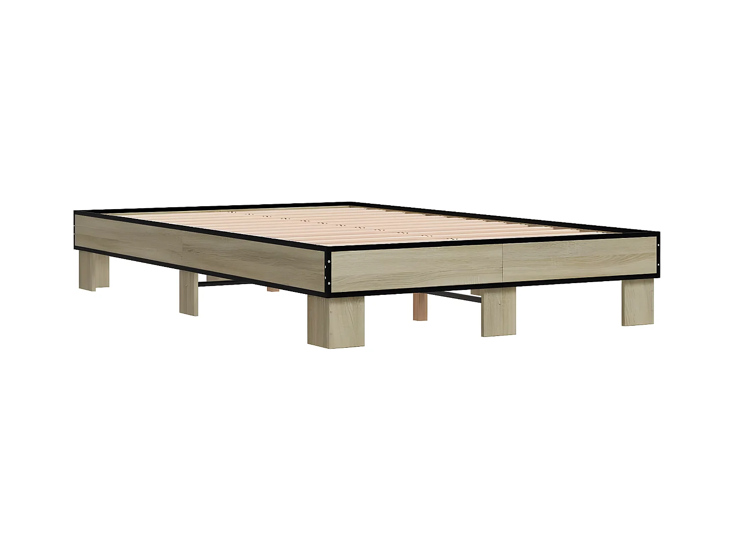 Cadre de lit chêne sonoma 120x200 bois d'ingénierie et métal