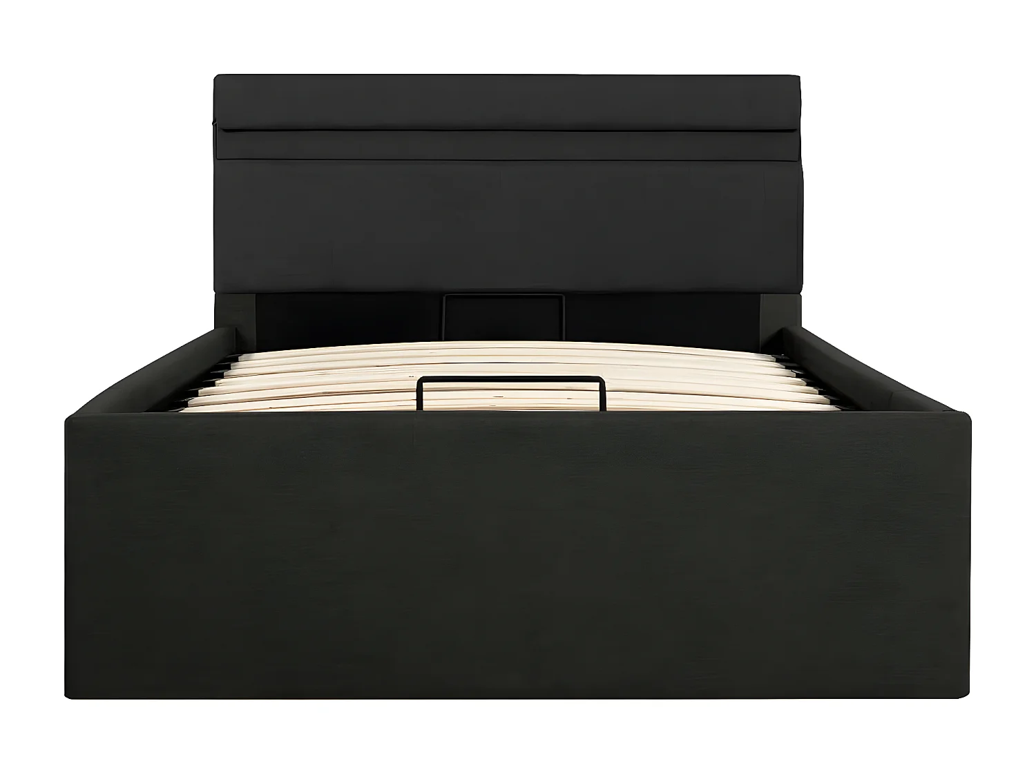 Lit à stockage avec LED Gris foncé Tissu 100x200