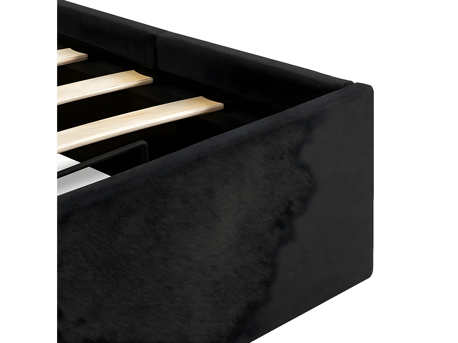 Lit à stockage avec LED Gris foncé Tissu 100x200