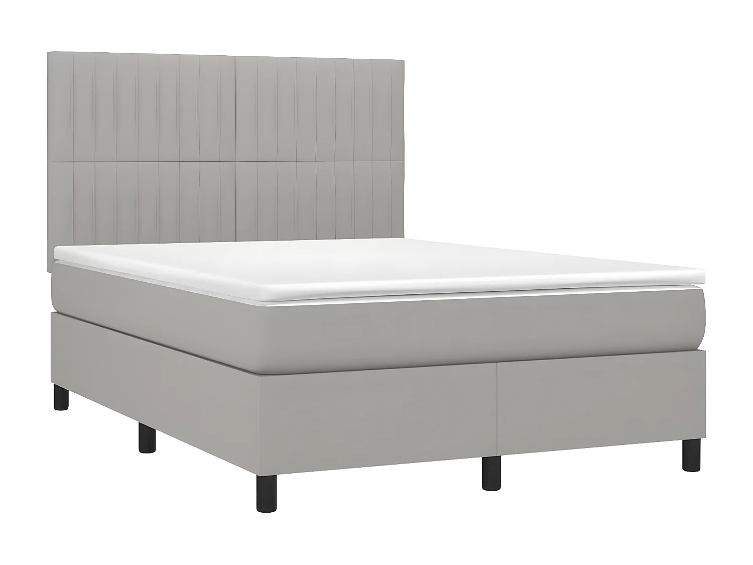 Sommier à lattes de lit et matelas et LED Gris clair 140x190