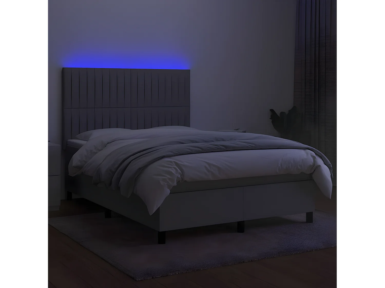 Sommier à lattes de lit et matelas et LED Gris clair 140x190