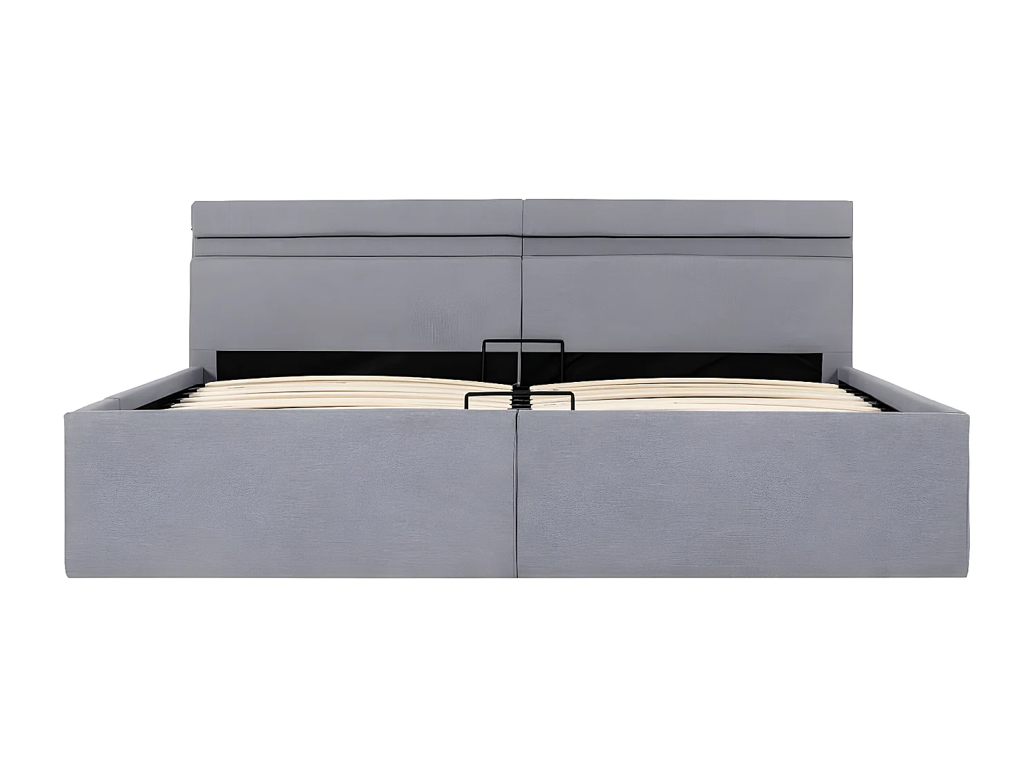 Lit à stockage avec LED Gris clair Tissu 160x200