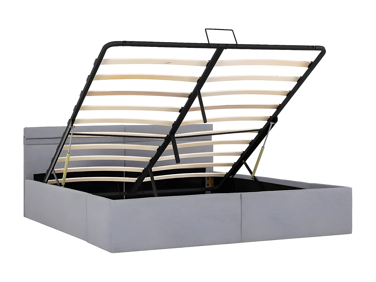 Lit à stockage avec LED Gris clair Tissu 160x200