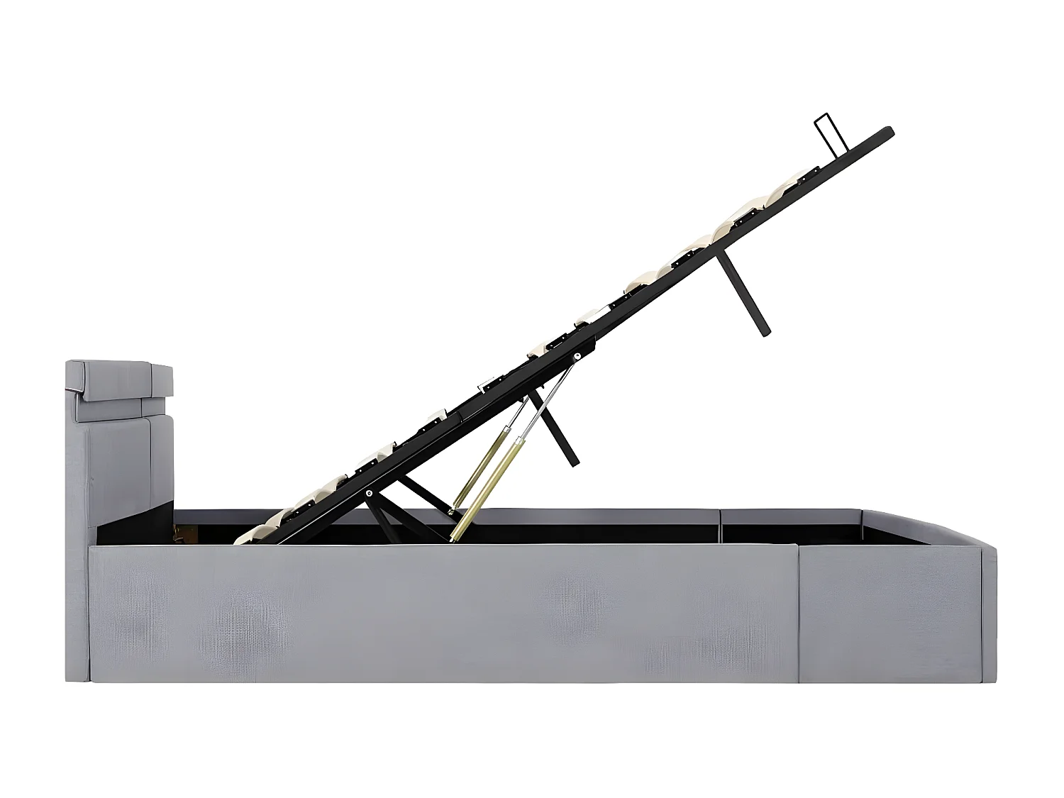 Lit à stockage avec LED Gris clair Tissu 160x200