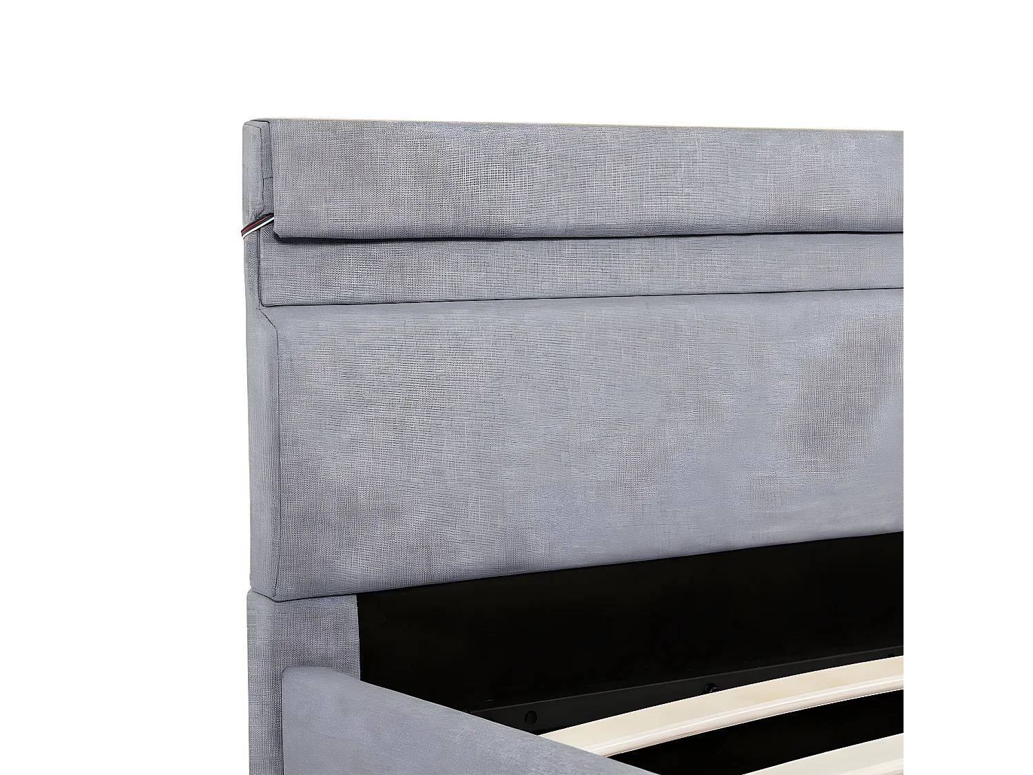 Lit à stockage avec LED Gris clair Tissu 160x200