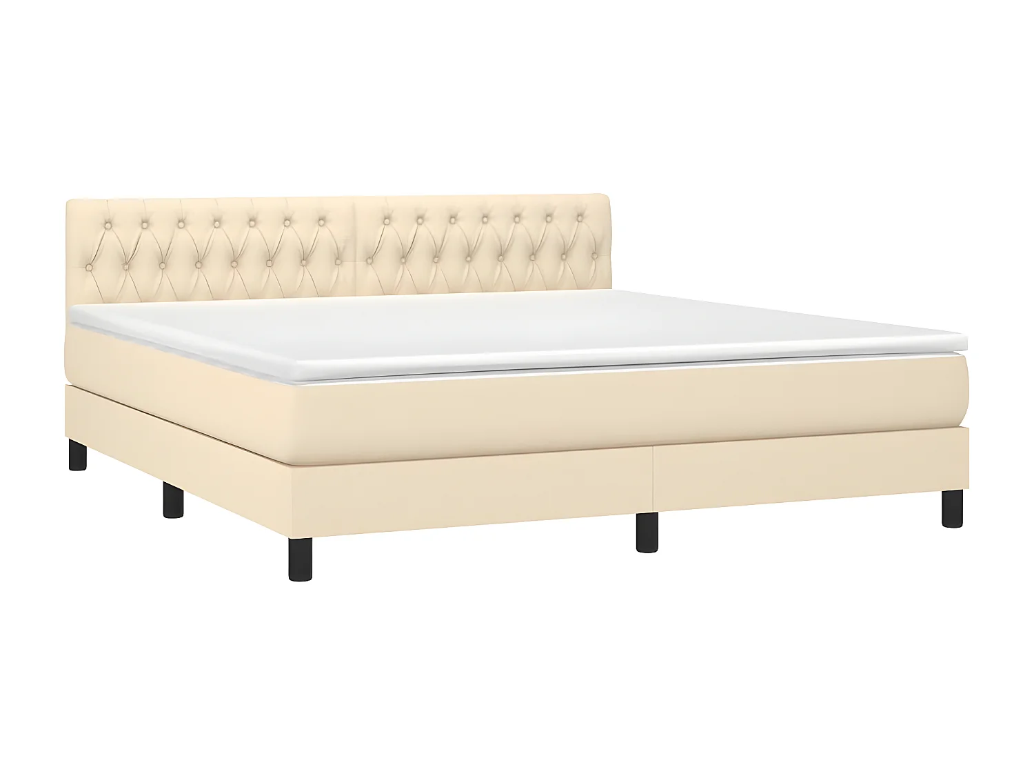 vidaXL Cama box spring con colchón tela color crema 180x200 cm