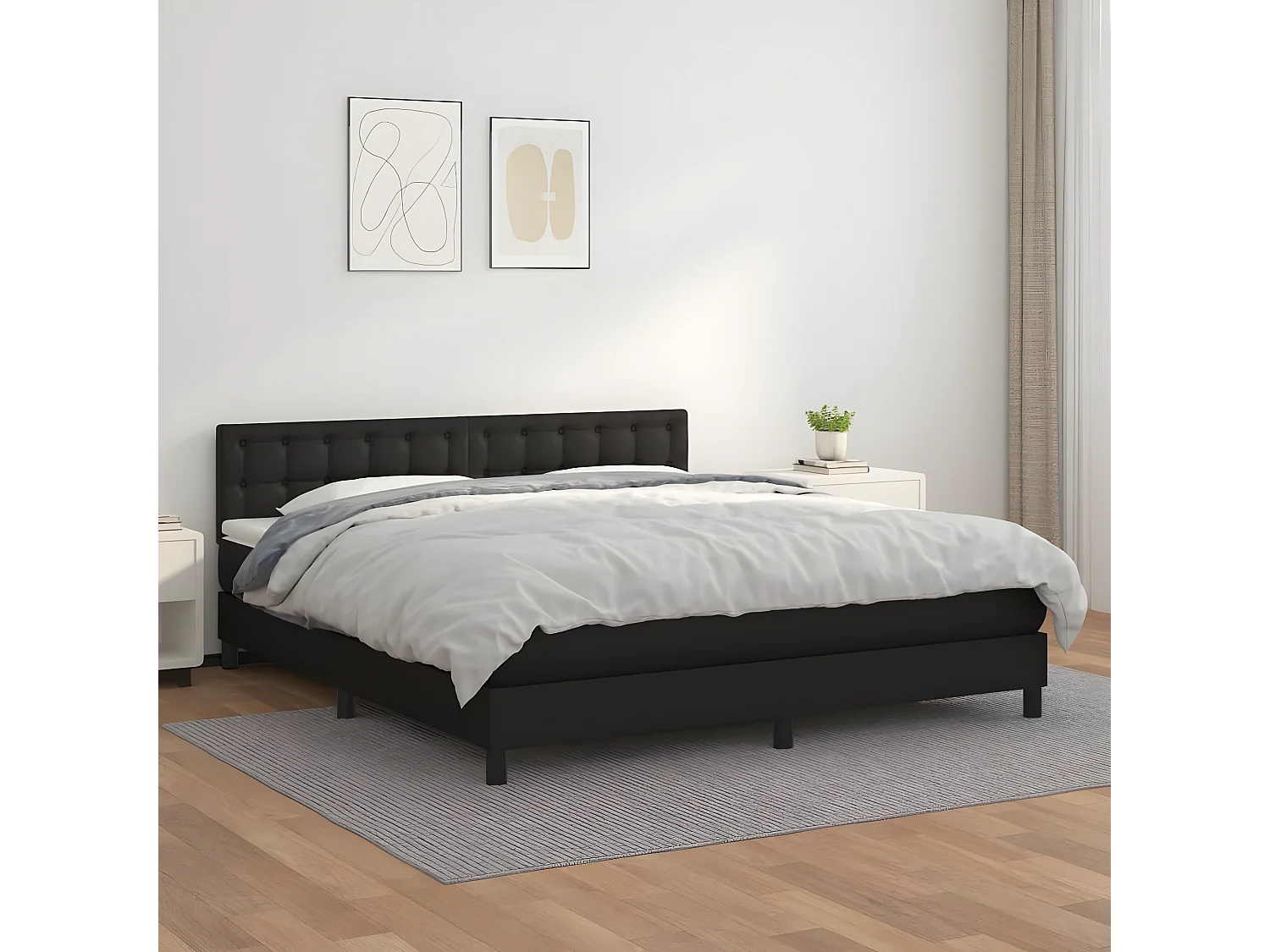 vidaXL Cama box spring con colchón cuero sintético negro 160x200 cm