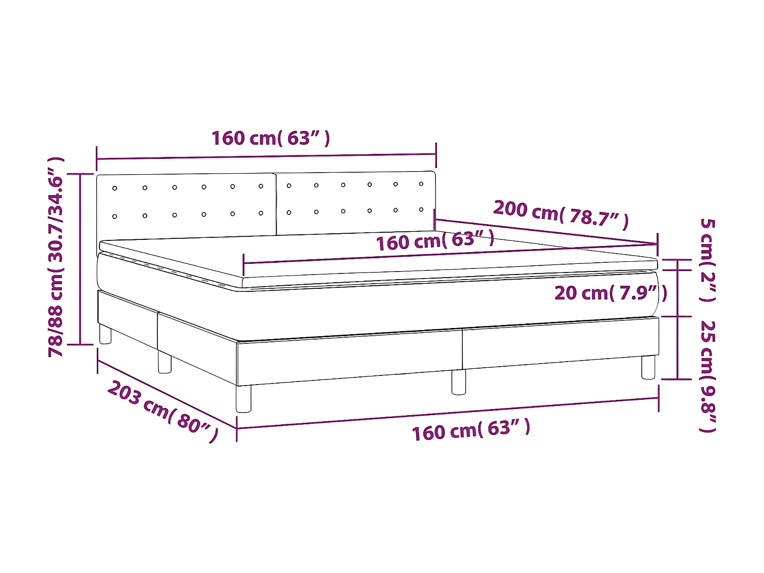 vidaXL Cama box spring con colchón cuero sintético negro 160x200 cm
