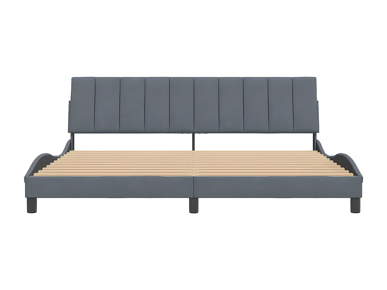 Cadre de lit avec tête de lit Gris foncé 200x200 Velours