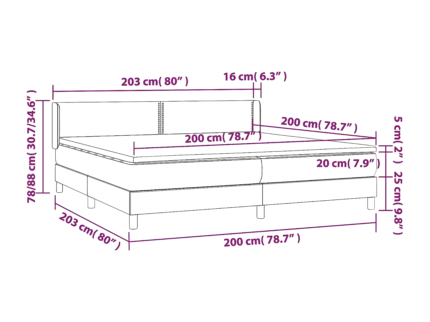 Sommier à lattes de lit avec matelas Blanc 200x200 Similicuir