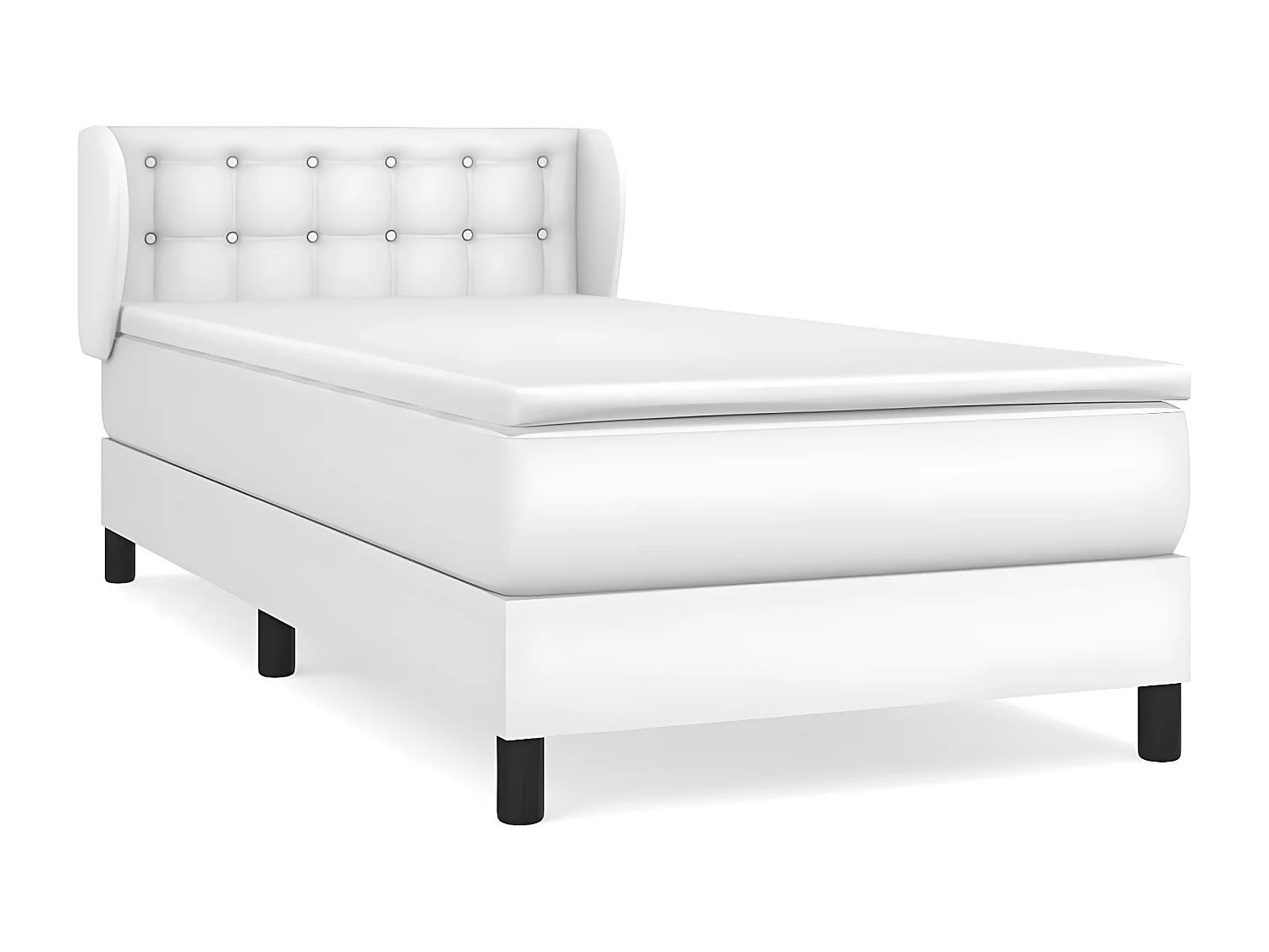 Sommier à lattes de lit avec matelas Blanc 90x190 Similicuir